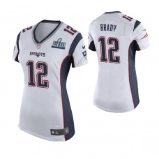 Women's New England Patriots #12 Tom Brady White Super Bowl LIII Game Jersey