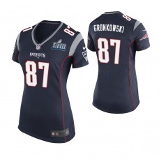 Women's New England Patriots #87 Rob Gronkowski Navy Super Bowl LIII Game Jersey