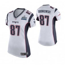 Women's New England Patriots #87 Rob Gronkowski White Super Bowl LIII Game Jersey