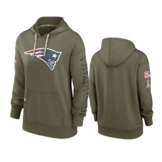 Women's New England Patriots Olive 2022 Salute to Service Performance Hoodie