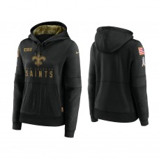 Women's New Orleans Saints Black 2020 Salute to Service Sideline Performance Pullover Hoodie