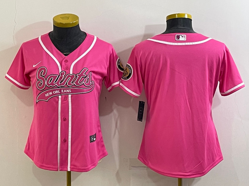 Women's New Orleans Saints Blank Pink With Patch Cool Base Stitched Baseball 