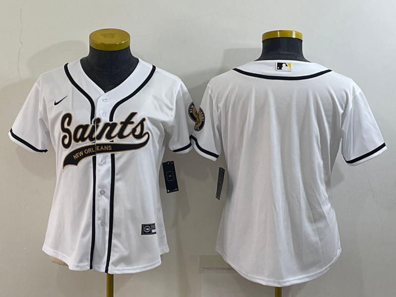 Women's New Orleans Saints Blank White With Patch Cool Base Stitched 