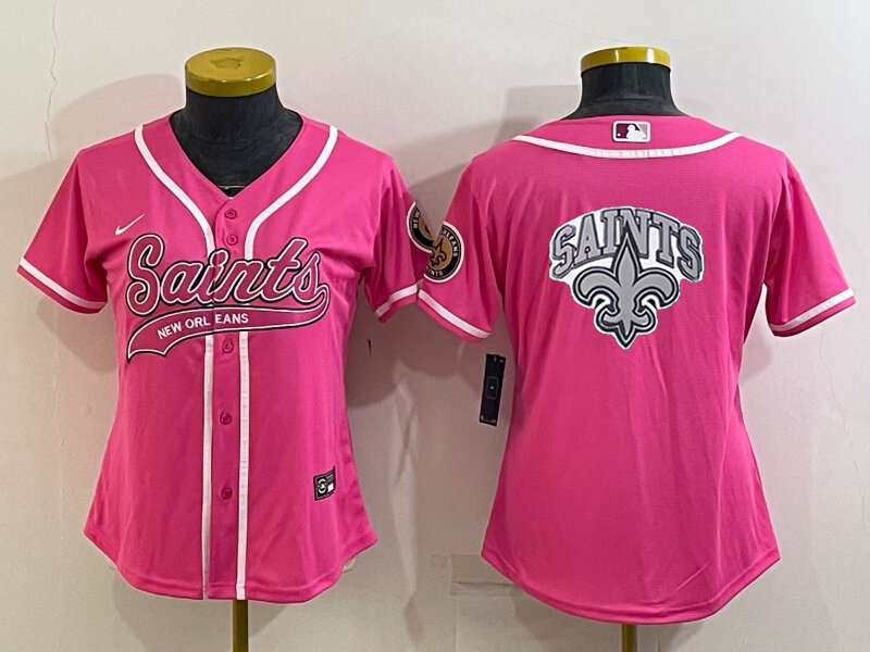 Women's New Orleans Saints Pink Team Big Logo With Patch Cool Base 