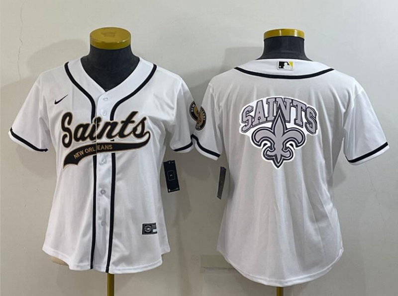 Women's New Orleans Saints White Team Big Logo With Patch Cool Base 