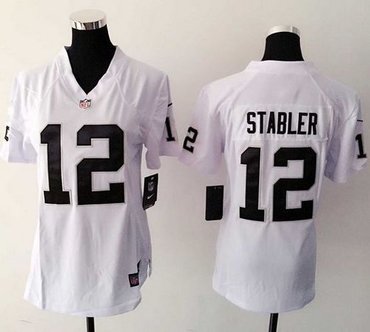 Women's New Raiders #12 Kenny Stabler White NFL Elite Jersey