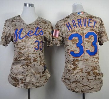 Women's New York Mets #33 Matt Harvey Camo Fashion Stitched Baseball Jersey
