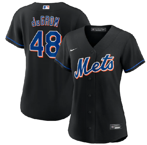 Women's New York Mets #48 Jacob DeGrom 2022 Black Cool Base Stitched MLB Jersey(Run Small)