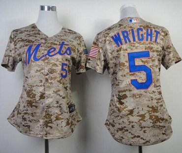Women's New York Mets #5 David Wright Camo Fashion Stitched Baseball Jersey