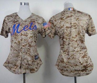 Women's New York Mets Blank Camo Fashion Stitched Baseball Jersey