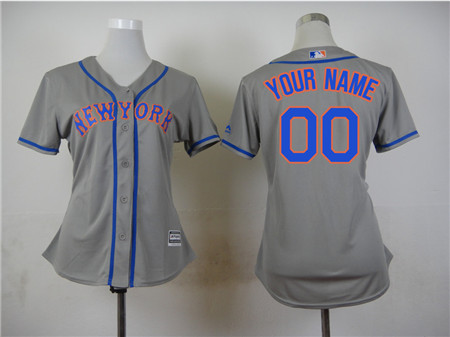 Women's New York Mets Customized Road Gray Cool Base Baseball Jersey