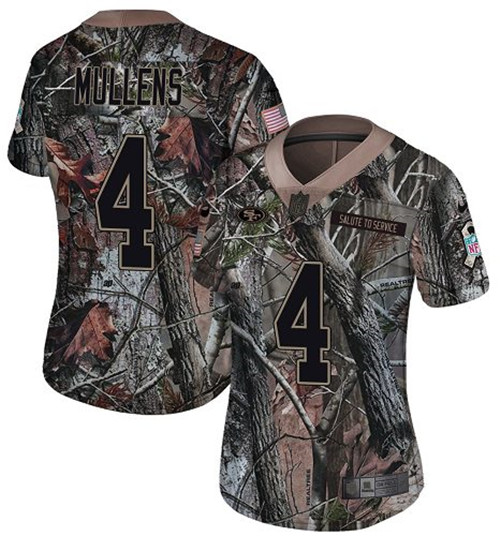 Women's Nike 49ers #4 Nick Mullens Camo Women's Stitched NFL Limited Rush Realtree Jersey