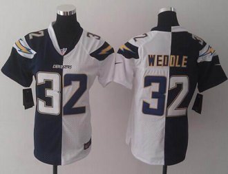 Women's Nike Chargers #32 Eric Weddle Navy Blue-White NFL Elite Split Jersey