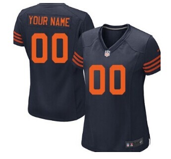 Women's Nike Chicago Bears Customized Blue With Orange Jersey