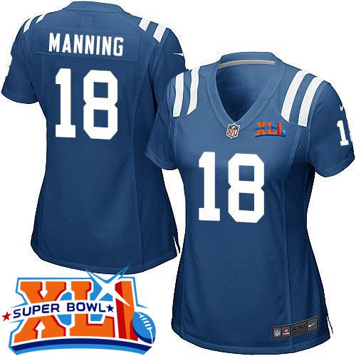 Women's Nike Colts #18 Peyton Manning Royal Blue Team Color Super Bowl XLI Stitched NFL Elite Jersey
