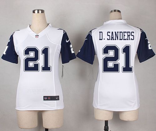Women's Nike Cowboys #21 Deion Sanders White  Stitched NFL Elite Rush Jersey