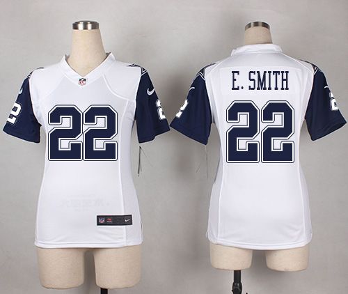 Women's Nike Cowboys #22 Emmitt Smith White Stitched NFL Elite Rush Jersey