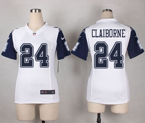 Women's Nike Cowboys #24 Morris Claiborne White Stitched NFL Elite Rush Jersey