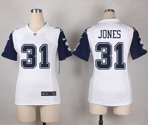 Women's Nike Cowboys #31 Byron Jones White  Stitched NFL Elite Rush Jersey