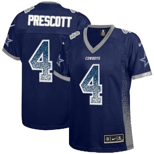 Women's Nike Cowboys #4 Dak Prescott Navy Blue Team Color Stitched NFL Elite Drift Fashion Jersey