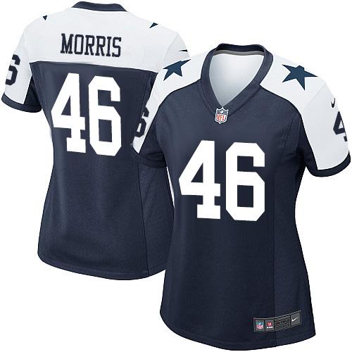 Women's Nike Cowboys #46 Alfred Morris Navy Blue Thanksgiving Stitched NFL Throwback Elite Jersey