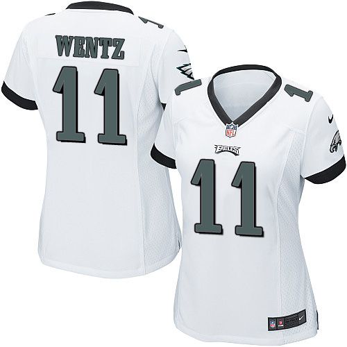 Women's Nike Eagles #11 Carson Wentz White Stitched NFL New Elite Jersey