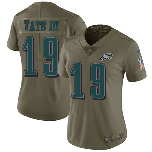 Women's Nike Eagles #19 Golden Tate III Olive Women's Stitched NFL Limited 2017 Salute to Service Jersey