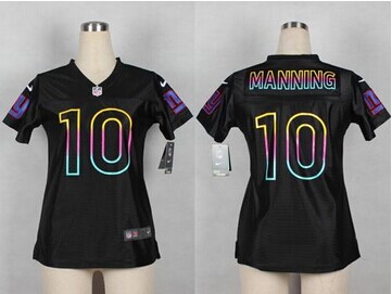 Women's Nike Giants #10 Eli Manning Black NFL Fashion Game Jersey