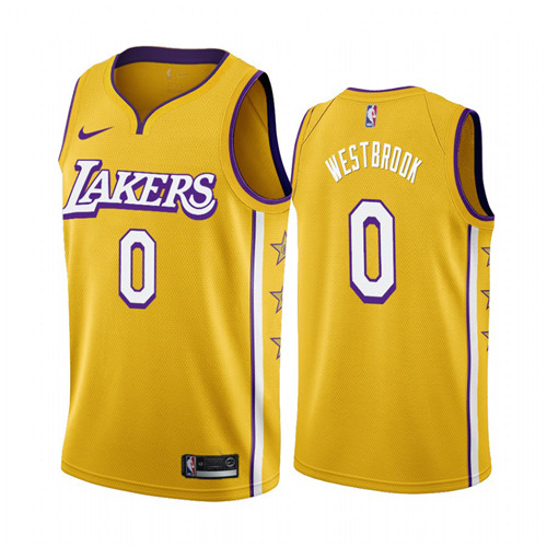 Women's Nike Lakers #0 Russell Westbrook Women's Unveil 2019-20 City Edition Swingman NBA Jersey Yellow