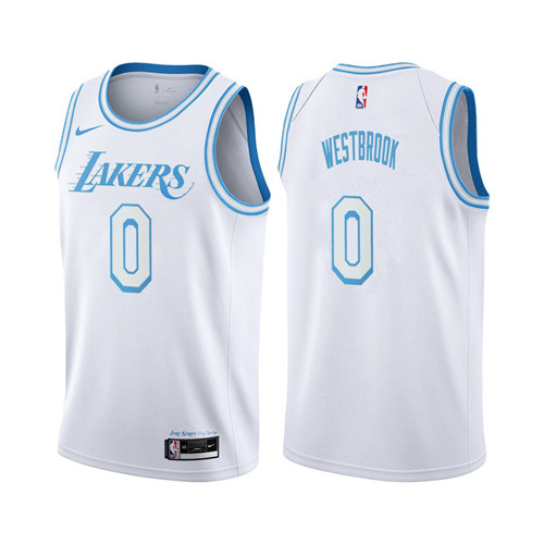Women's Nike Lakers #0 Russell Westbrook Women's White NBA Swingman 2020-21 City Edition Jersey