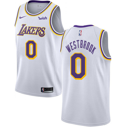 Women's Nike Lakers #0 Russell Westbrook Women's White NBA Swingman Association Edition Jersey