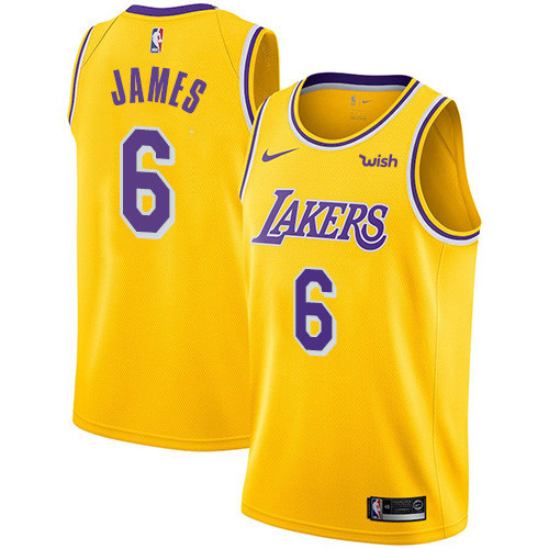 Women's Nike Lakers #6 LeBron James Gold Women's NBA Swingman Icon Edition Jersey
