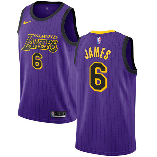 Women's Nike Lakers #6 LeBron James Purple Women's NBA Swingman City Edition 2018 19 Jersey