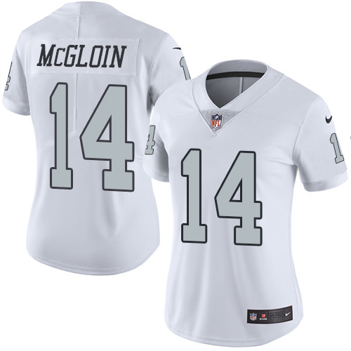 Women's Nike Oakland Raiders #14 Matt McGloin Elite White Rush NFL Jersey