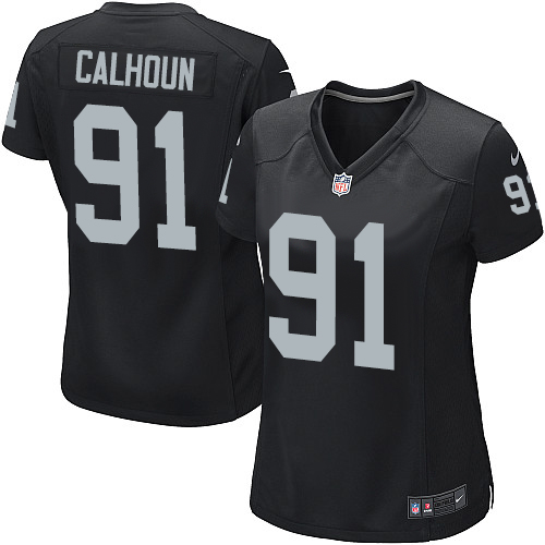 Women's Nike Oakland Raiders #91 Shilique Calhoun Black Elite NFL Jersey