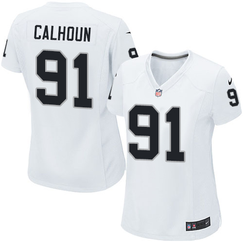 Women's Nike Oakland Raiders #91 Shilique Calhoun White NFL Jersey