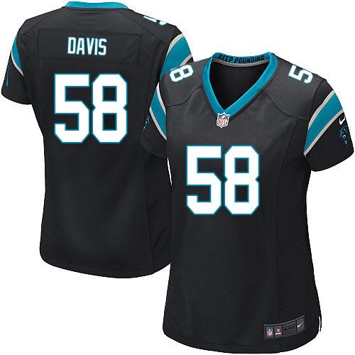 Women's Nike Panthers #58 Thomas Davis Sr Black Team Color Stitched NFL Elite Jersey