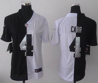 Women's Nike Raiders #4 Derek Carr Black-White NFL Elite Split Jersey