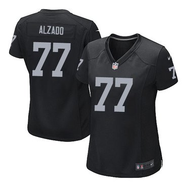 Women's Nike Raiders #77 Lyle Alzado Black Home Color Stitched NFL New Jersey
