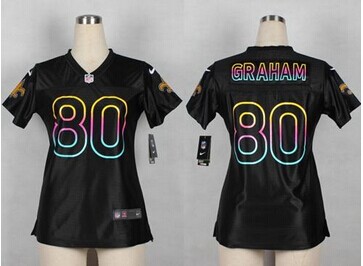 Women's Nike Saints #80 Jimmy Graham Black NFL Fashion Game Jersey