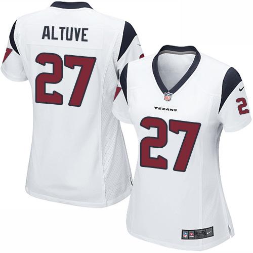 Women's Nike Texans #27 Jose Altuve White Stitched NFL Elite Jersey