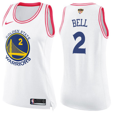 Women's Nike Warriors #2 Jordan Bell White Pink The Finals Patch Women's NBA Swingman Fashion Jersey