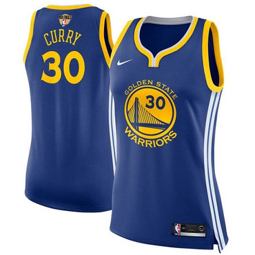 Women's Nike Warriors #30 Stephen Curry Blue The Finals Patch Women's NBA Swingman Icon Edition Jersey