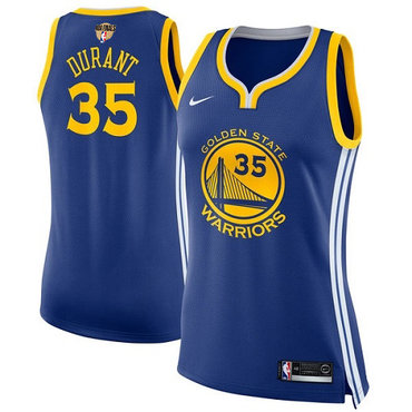 Women's Nike Warriors #35 Kevin Durant Blue The Finals Patch Women's NBA Swingman Icon Edition Jersey