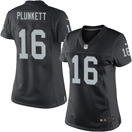 Women's Oakland Raiders #16 Jim Plunkett Black Team Color Nike NFL Jersey