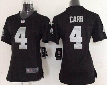 Women's Oakland Raiders #4 Derek Carr Black Team Color NFL Elite Jersey