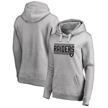Women's Oakland Raiders NFL Pro Line By Fanatics Branded Ash Iconic Collection On Side Stripe Pullover Hoodie