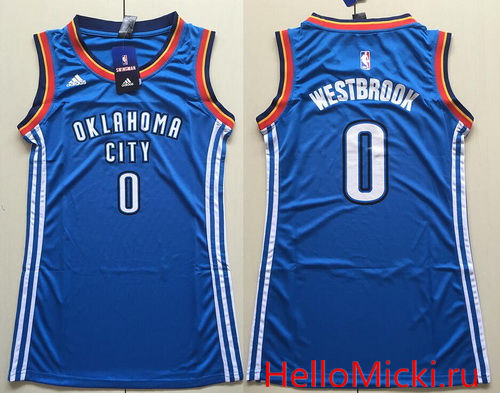 Women's Oklahoma City Thunder #0 Russell Westbrook Blue adidas NBA Dress Jersey