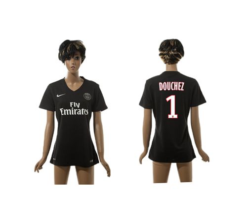 Women's Paris Saint-Germain #1 Douchez Black Soccer Club Jersey