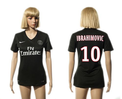 Women's Paris Saint-Germain #10 Ibrahimovic Black Soccer Club Jersey